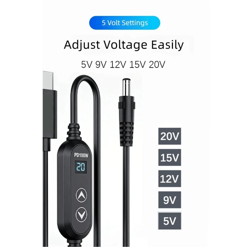 ​USB C PD to DC5.5x2.5mm 5.5x2.1mm Power Cable Type C Fast Charging Cord 5V/9V/12V/15V/20V Converter Cable for Router