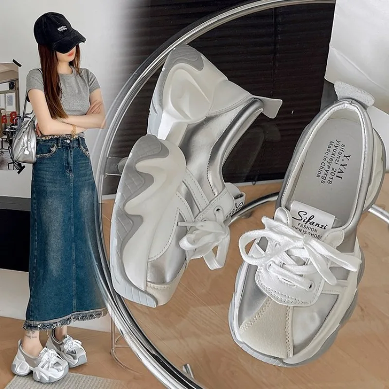 Women\'s Sneakers Platform Woman Sports Sneakers 2024 Brand Leather Female Vulcanized Shoes Sneakers Casual Ladies jogging shoes