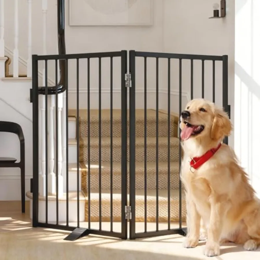 

Metal Freestanding Dog Gate40" W x 36" H Dog Fence with Support Feet for Doorways Stairs and Hallways Portable Pet Gate for Ind
