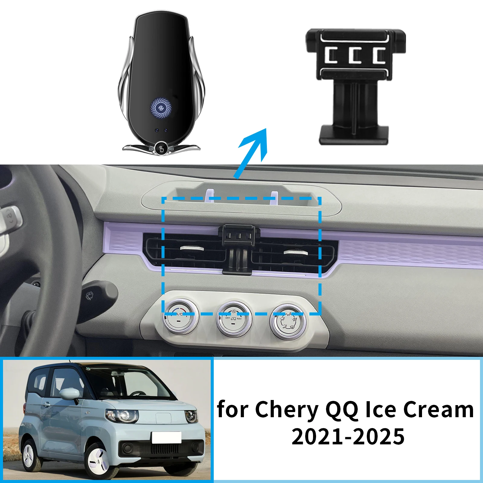 

Car Mobile Phone Holder for Chery QQ Ice Cream MASADA QQ Cenntro Avantier Birba 2021-2025 GPS Bracket Navigation Accessories