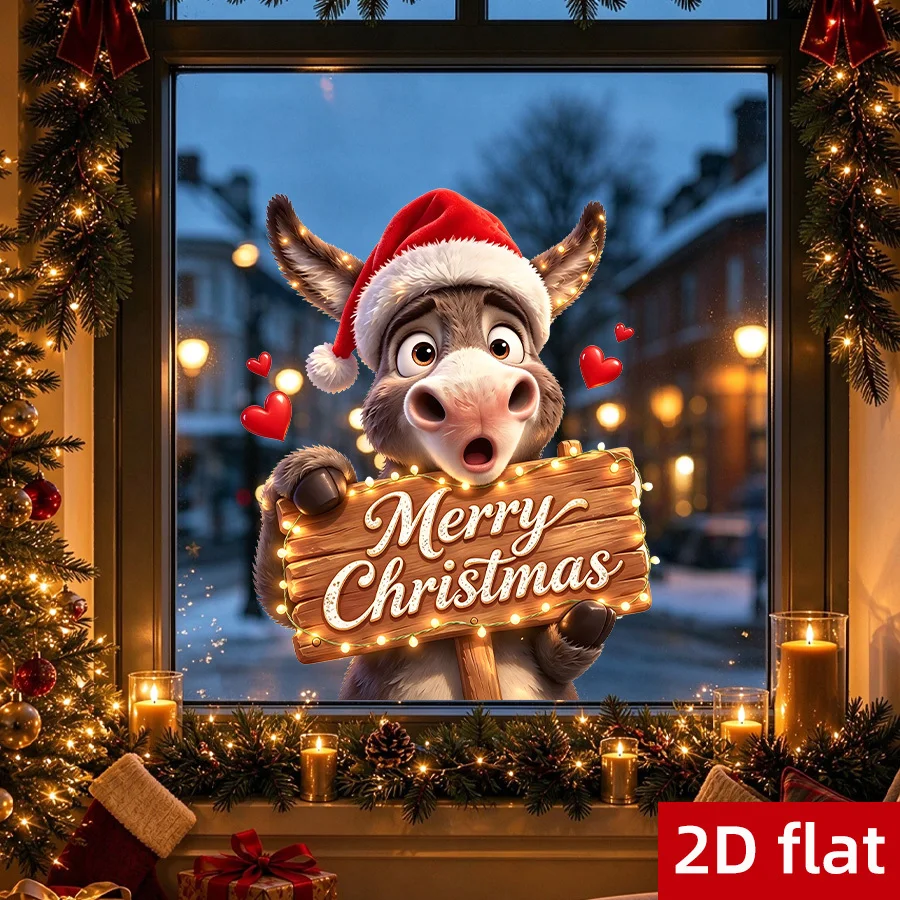 1pc Christmas window sticker,great for holiday decoration, DIY combinable,suitable for glass windows, doors and wall decoration
