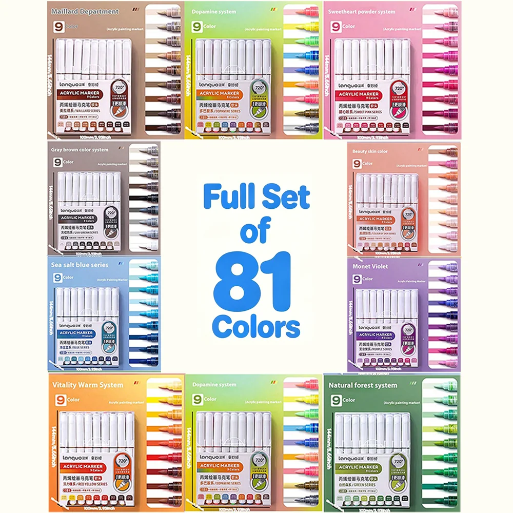 81 Colors Acrylic Marker Pen Set 7 81 Colors Acrylic Marker Pen Set