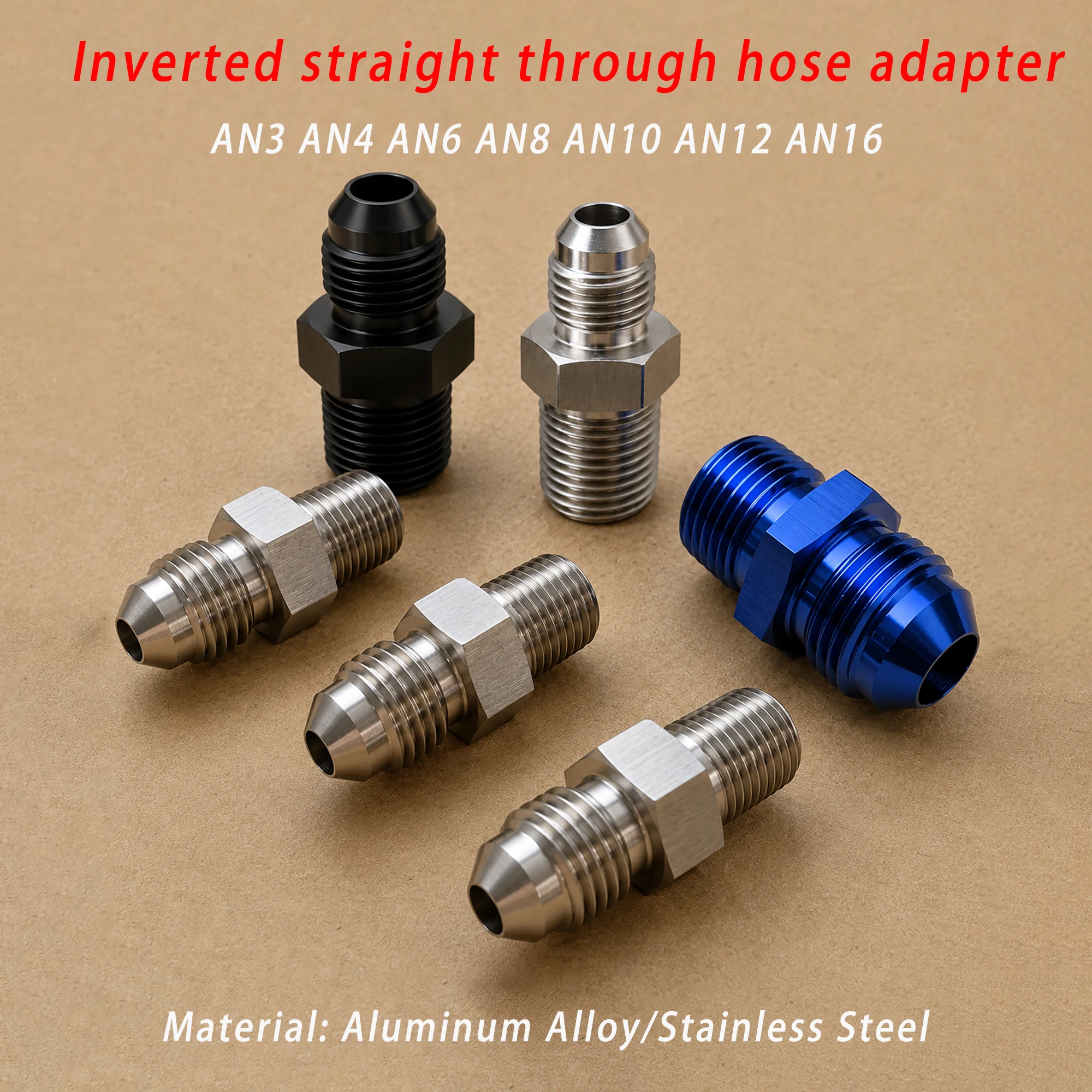 Manguera de combustible de aluminio/acero inoxidable AN3-AN16 con rosca externa para conexión a rosca NPT 1/8 1/4 3/8 1/2 3/4, junta para tubería de combustible