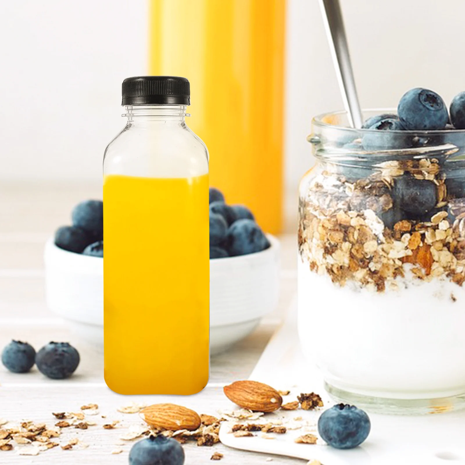 4Pcs Botol Penyimpanan Hewan Peliharaan Transparan Bebas BPA dengan Tutup Sekrup, Wadah Jus Air, Tabung Transparan, Aman untuk Makanan, Stoples Penyimpanan