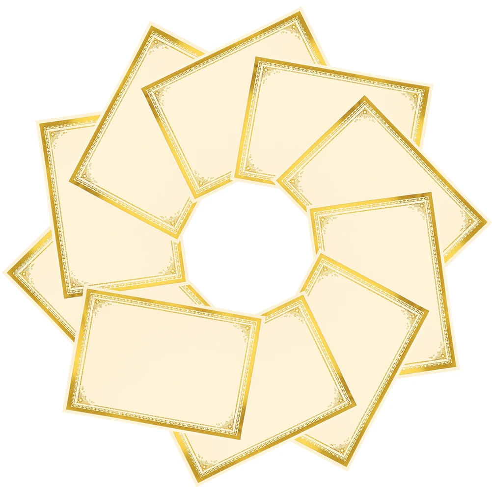 

35pcs Gold Foil Certificate Paper Blank Printable A4 Ivory Diploma Awards Graduation Hire Papers Certificate Printing