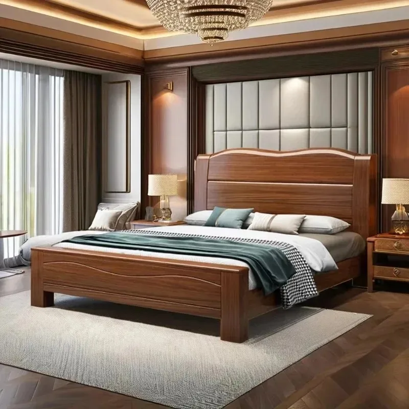 

High Quality Custom Solid Wood King Bed Modern Contemporary Design Family Apartment Hotel Bedroom Using Single Size Metal