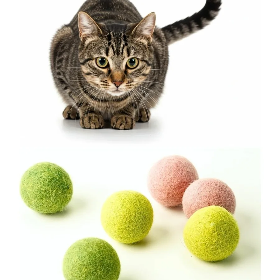 

Шерстяные кошачьи шарики, 6 упаковок, мягкие фетровые игрушки для кошек и котят, тихие прочные игровые шарики ручной работы, безопасная жевательная игрушка для развлечения в помещении, зеленый J