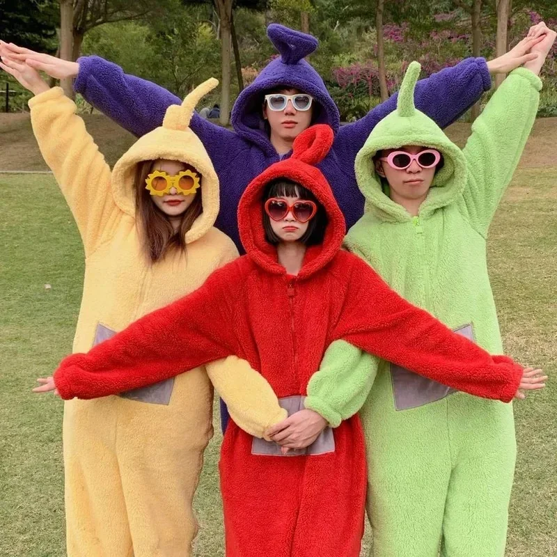 ♥ 2026 New Adults Onesies Soft Long Sleeves Pajamas Dipsy Tinky Winky Po Lala Costumes Home Clothes Women Unisex ★ Look at me ↑_ view 4