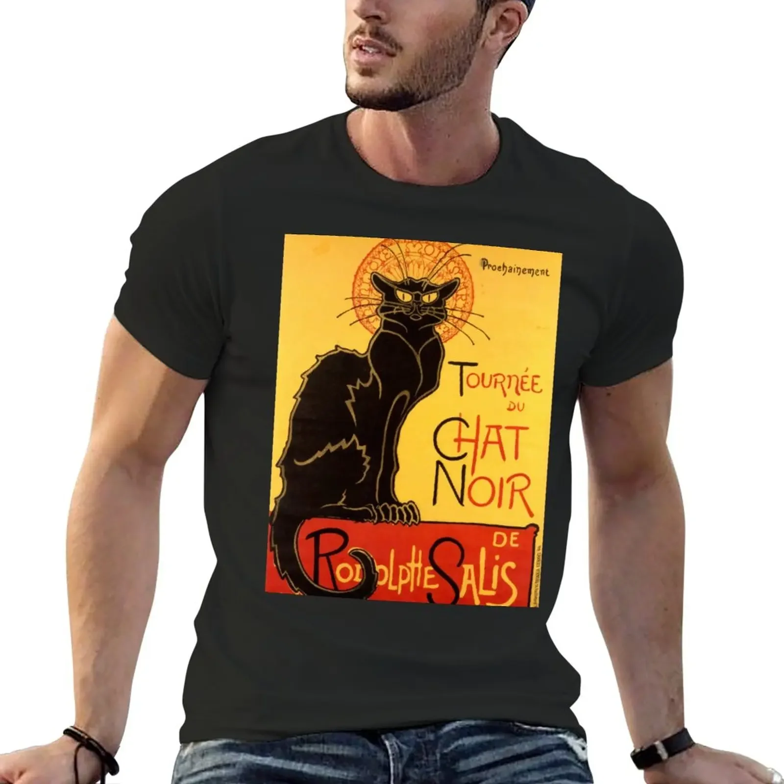 Tournee Du Chat Noir T-Shirt vintage clothes Aesthetic clothing kawaii clothes men workout shirt