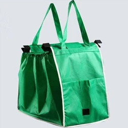 Reusable Shopping Trolley Bags Grab And Go Bag Heavy Duty Grocery Tote Bags Collapsible With Handles Clip On Shopping Cart