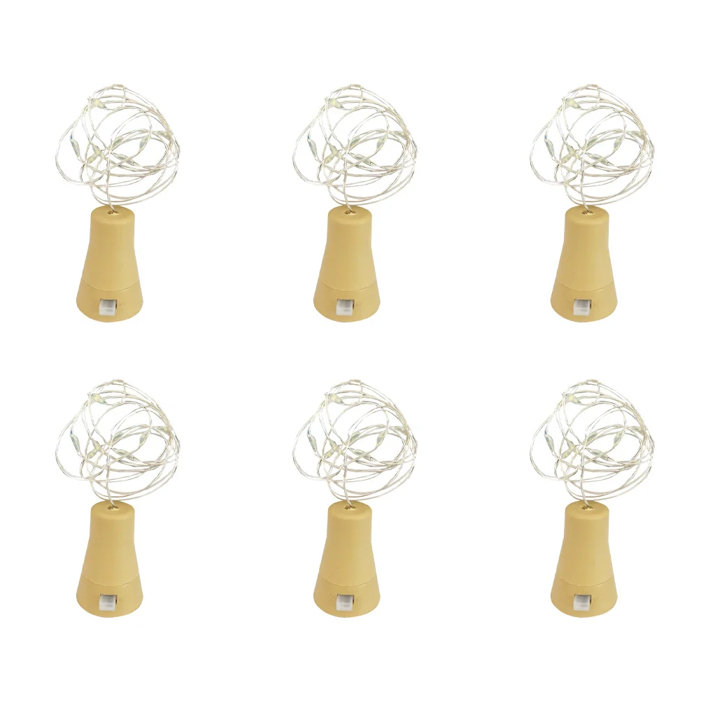 6 قطعة أضواء سلسلة الفلين 1 متر 10 LED الأسلاك النحاسية الجنية أضواء مقاوم للماء الأبيض الدافئ لعيد الميلاد حفل زفاف حديقة الديكور #6