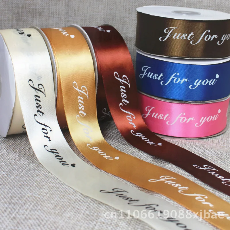 

4cm English Letter Webbing Ribbon with Flower Bouquet Design Gift Box Packaging Ribbon Polyester Cake And Fruit Box Decorative