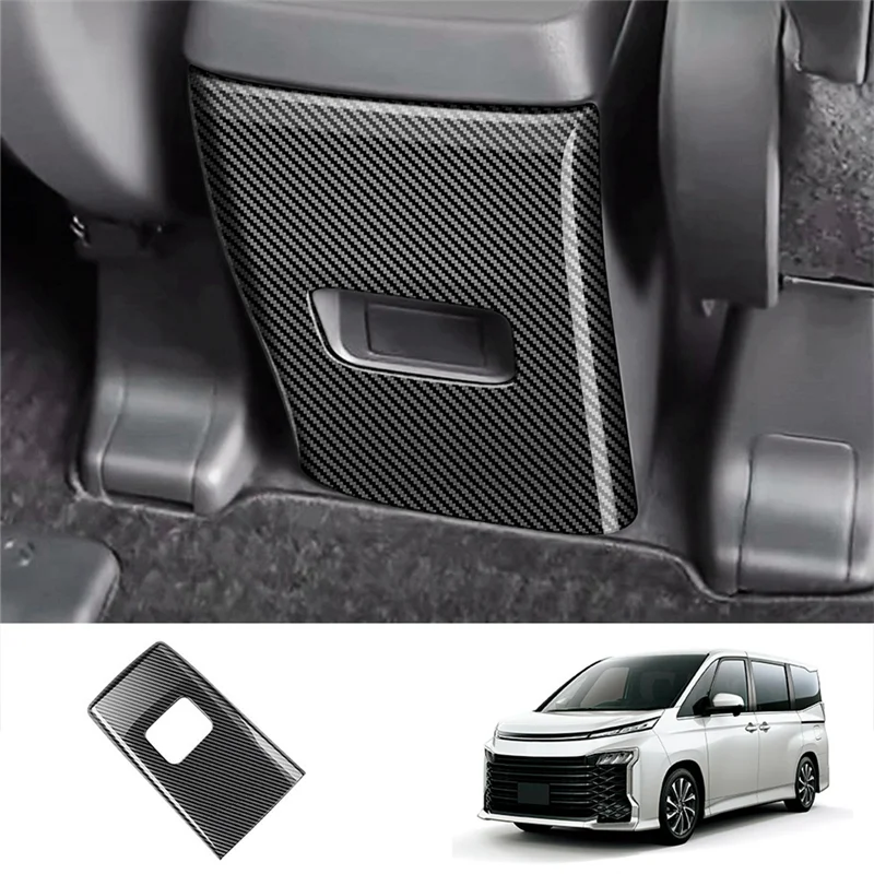 RHD Central Rear Armrest Box Anti-Kick Panel Trim Cover Frame for Toyota Voxy Noah 90 Series 2022 2023 ABS Carbon Fiber