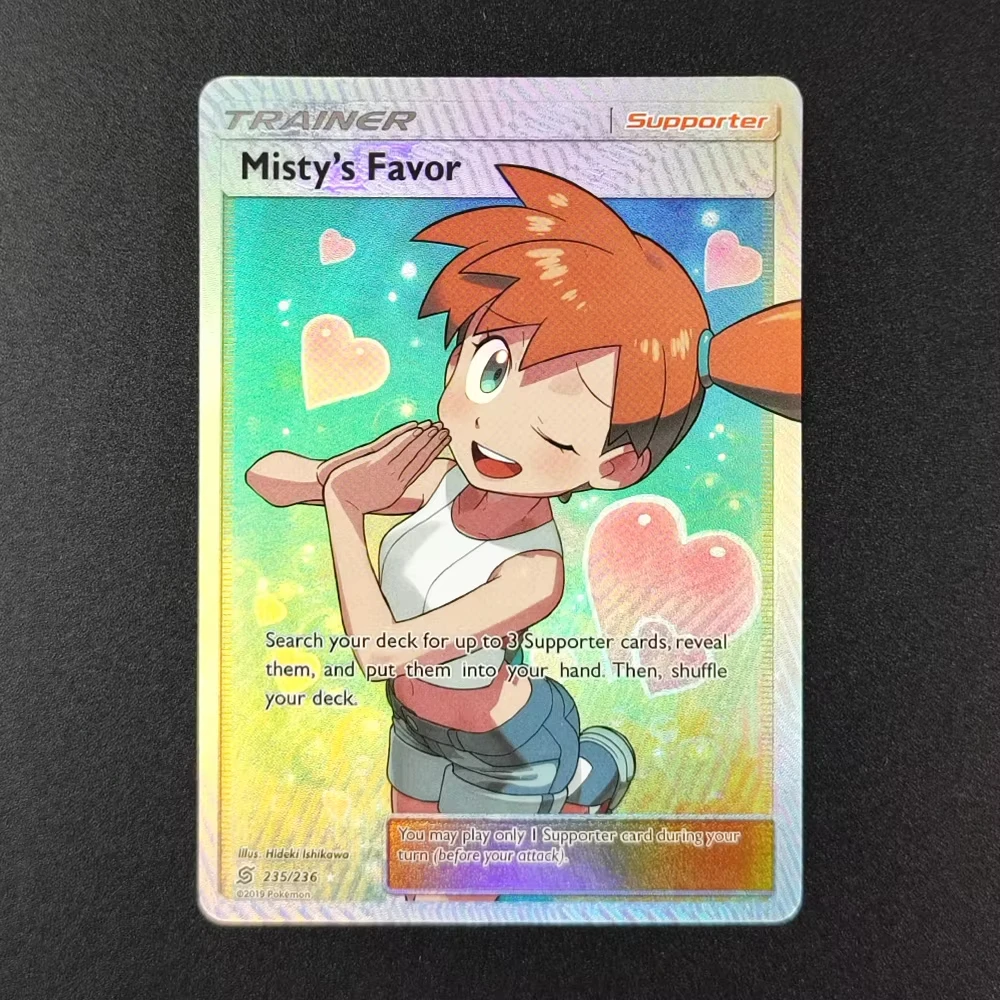 DIY Englische TCG Trainer-Karten Rosa Misty Favor Lusamine Lisia Skyla Perrin Sabrina Suggestion Flash Sammelkarten