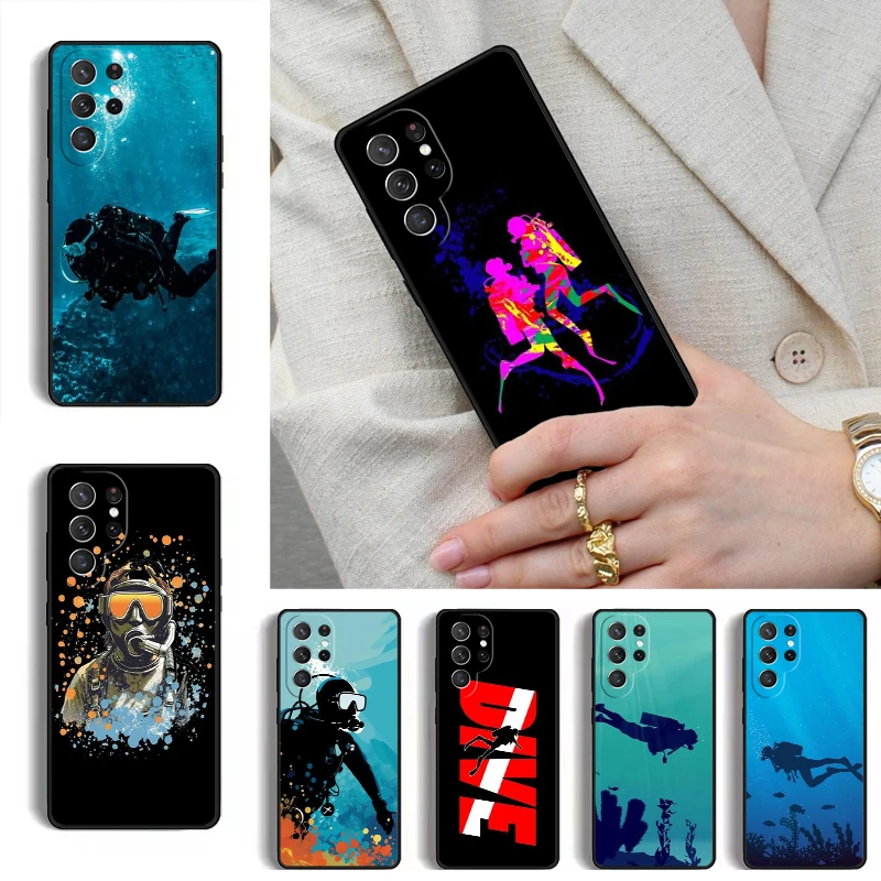 Scuba Diver Diving Phone Case for Samsung Galaxy S26 S25 Ultra S24 S23 S22 S21 Plus Note 10 Bumper Cover