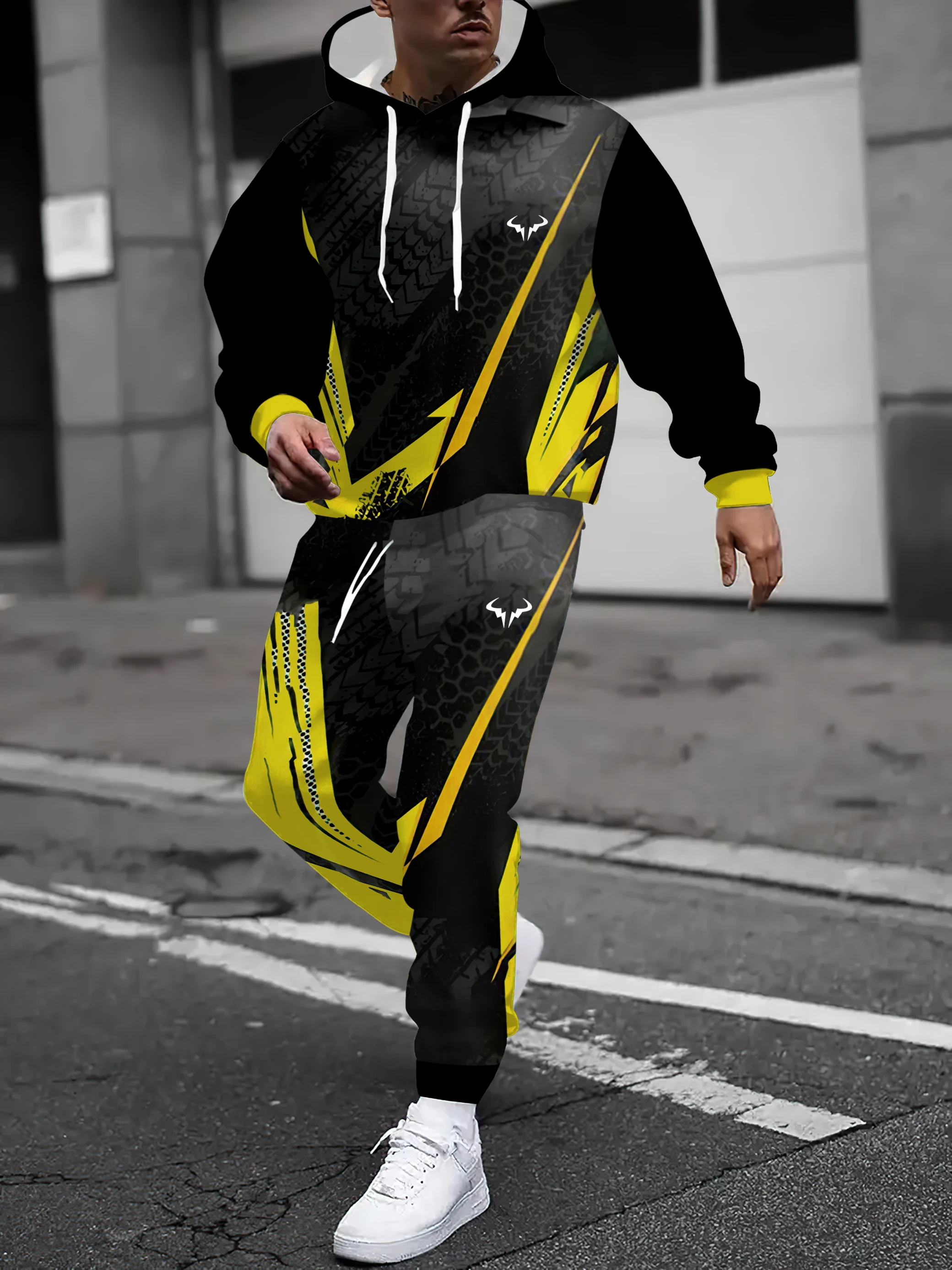 Sudaderas con capucha informales a la moda, conjuntos de dos piezas con estampado 3D, diseño Simple, ropa con capucha de manga larga, pantalones, trajes, conjunto deportivo holgado y cómodo