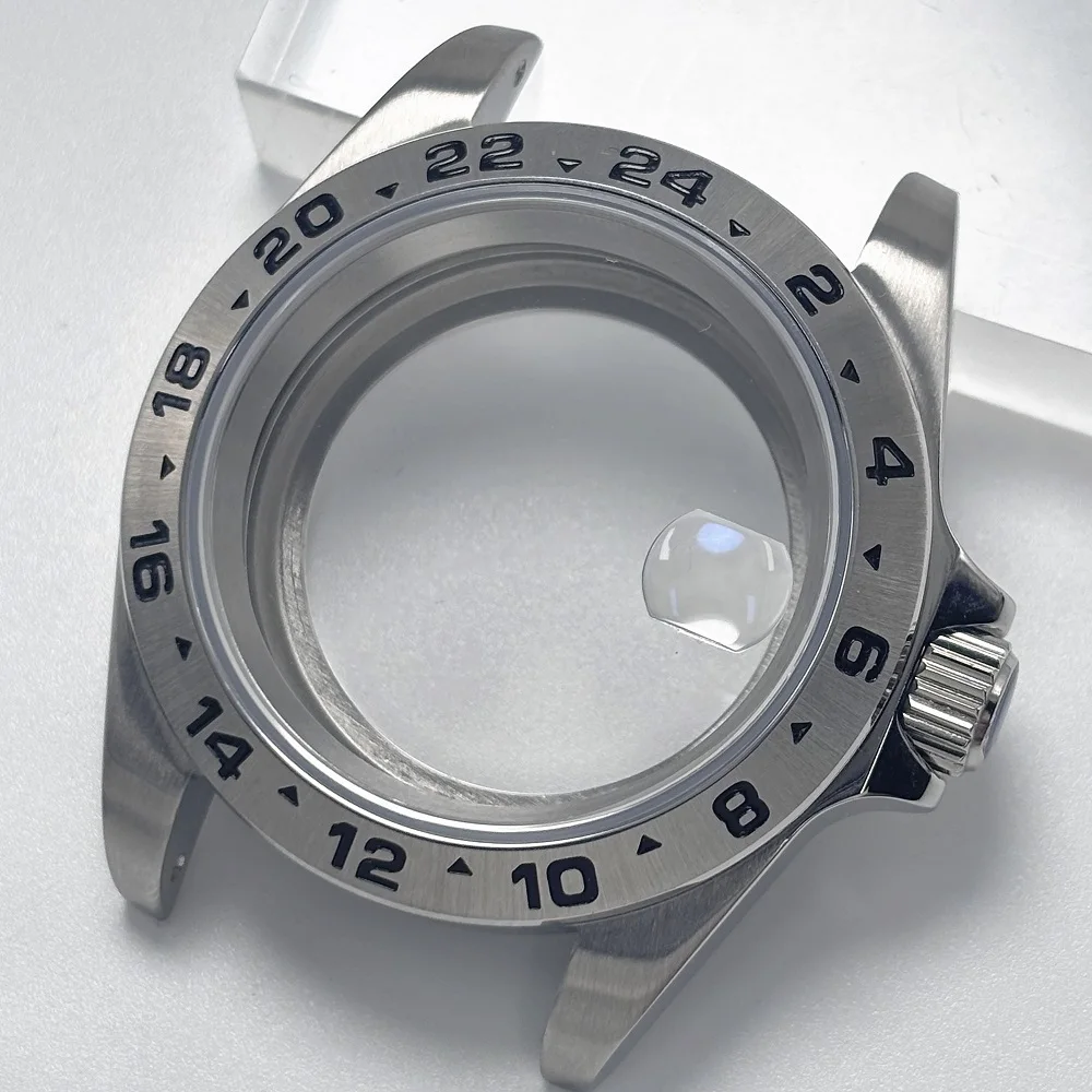 EXP 39mm Steel Bezel Watch Case 24 Hour for Explorer Sapphire Glass 28.5mm Dial Oyster Bracelet GMT NH34 NH35 NH36 NH38 Movement