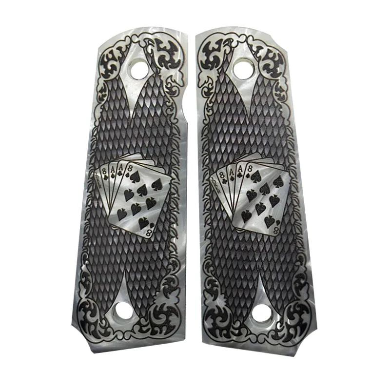 CTG 1911 Grips Full Size Grips Engraved Dead man Cards Poker