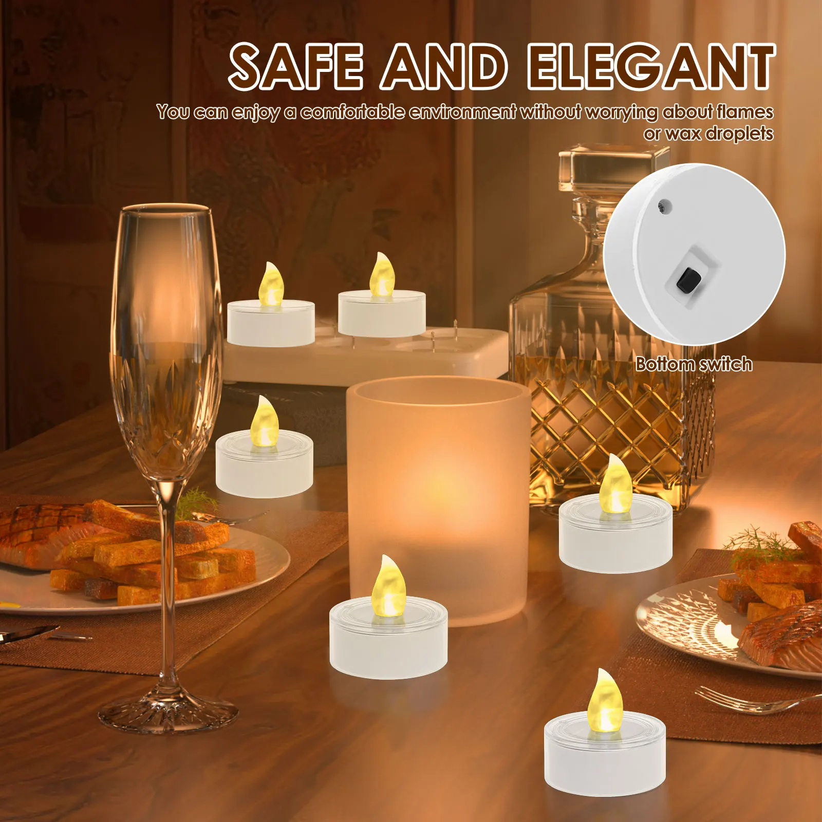 6Pcs Solar Candle Light LED Tea Light Outdoor Waterproof Flameless Flickering Garden Party Lighting Indoor Decor Mood Lighting