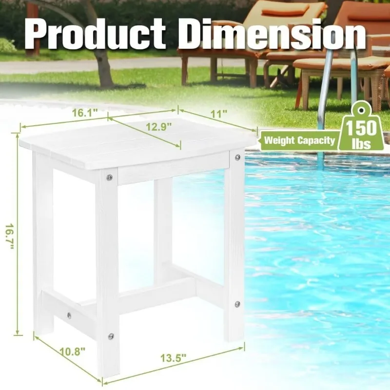 Outdoor Side Table, HIPS Adirondack Small Single Table, Waterproof Square Outside Table, Balcony Modern End Tables