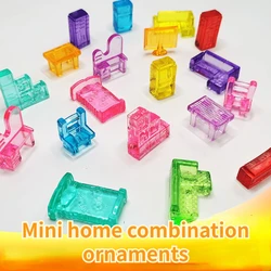 Camal 10pcs Home Combination Ornaments Miniature Sofa Table Chair Acrylic DIY Ornament Children's Child Cartoon Toy Decoration