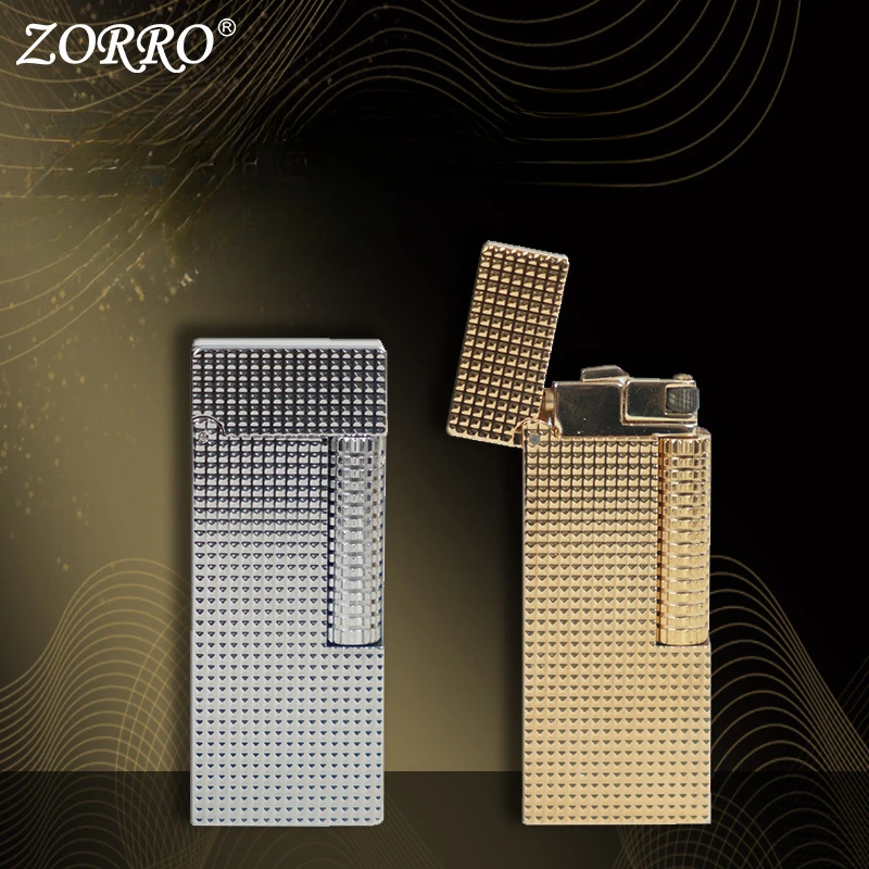 ZORRO Narrow Version Vintage Grinding Wheel Ignition Brass Paris Nail Kerosene Lighter Cigarette Accessories Men\'s Gift