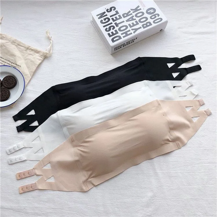 [ double-breasted ] summer cooling ice invisible strapless anti-light word bib back strapless underwear woman