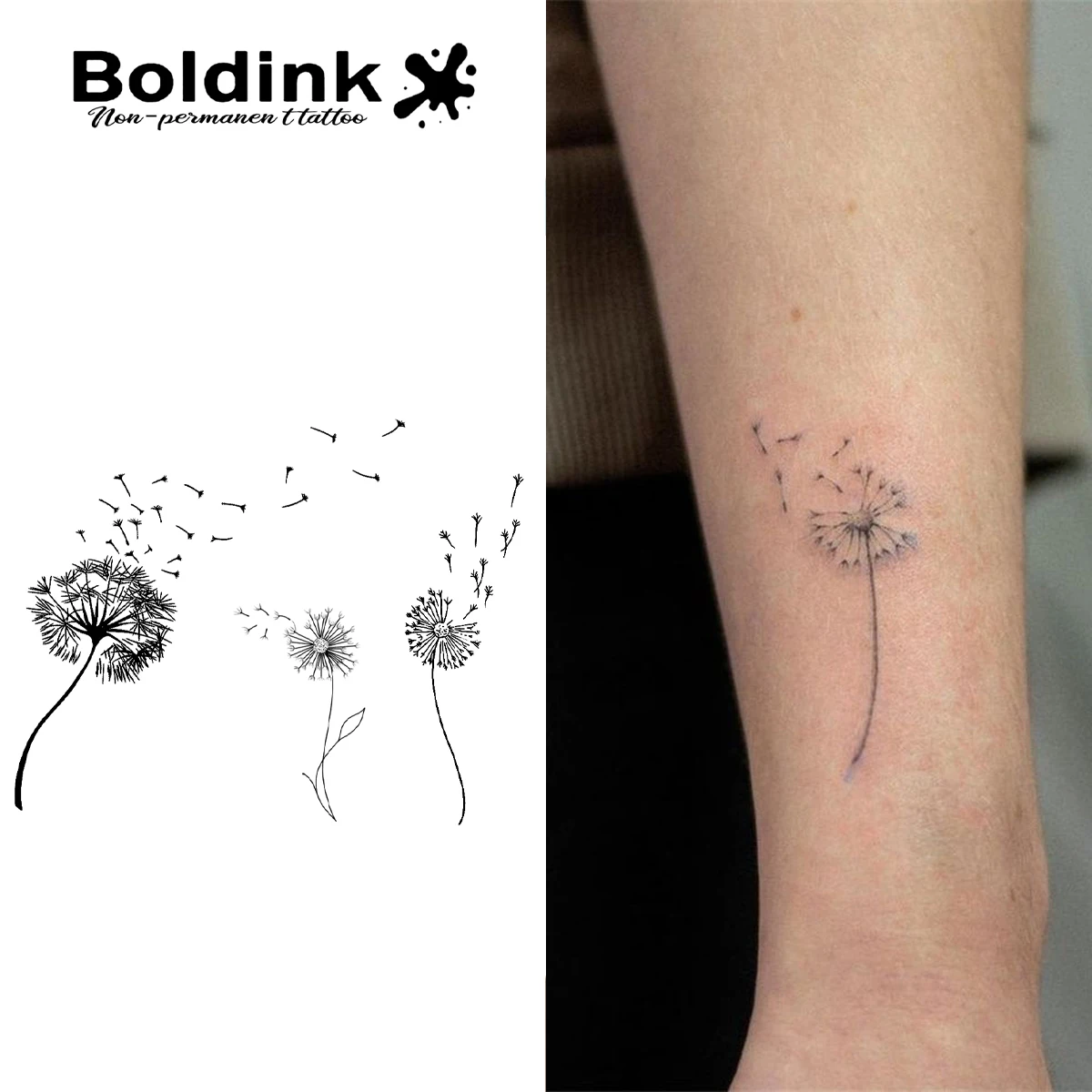 

Dandelion Temporary Tattoo,Lasts To 15 Days New Technology Magic Waterproof Semi Permanent Sticker.