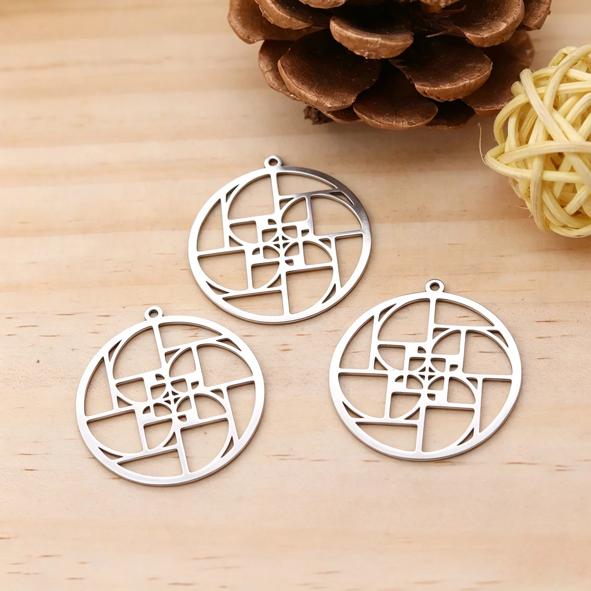 3pcs Fibonacci Swirl Spiral Charm For Jewelry Making Stainless Steel Bracelet Necklae Pendant DIY Crafts Supplies