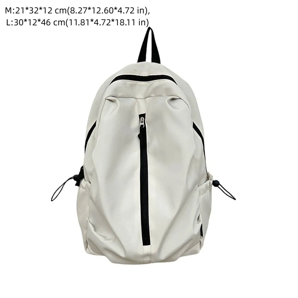 حقيبة ظهر عصرية ذات سعة كبيرة وبسيطة مقاومة للماء بلون سادة حقيبة جامعية بسحاب حقيبة كتب خفيفة الوزن في الهواء الطلق