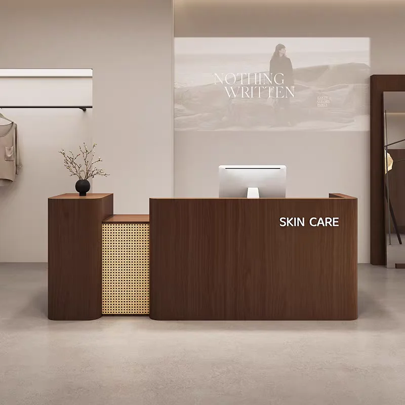 

#Classic minimalist modern wooden reception desk with eco-friendly adjustable design, suitable for hotels and hospitals