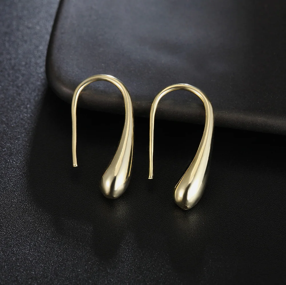 Qings Orecchini A Goccia In Argento 925 E Placcato Oro 18k - Waterdrop Minimal, Regalo Per Donna, 1x0,5 Cm