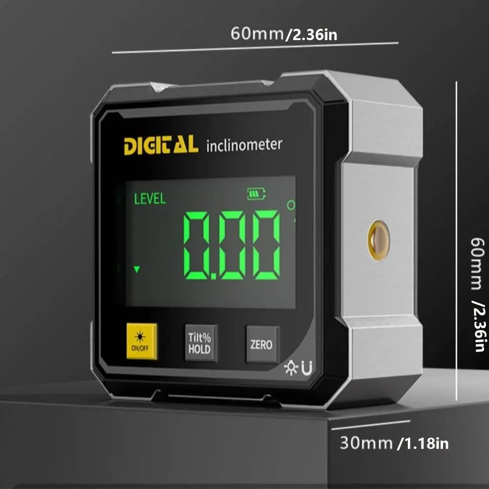 أربعة جوانب عرض زاوية قياس شاشة ديجيتال المغناطيسي مستوى الشفط المنقلة الميل دقيقة 360 درجة صندوق زاوية الميل #6