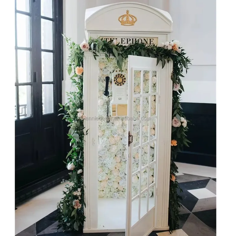 

Vintage Antique London British White Pink Red Metal Phone Booths Telephone Box Stand for Wedding Event Theme Party Decorations