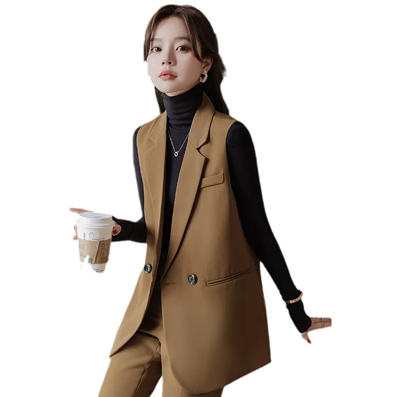 Giacca da gilet da donna di media lunghezza2025Spring Nuovo gilet blazer con spacco alla moda elegante in stile coreano