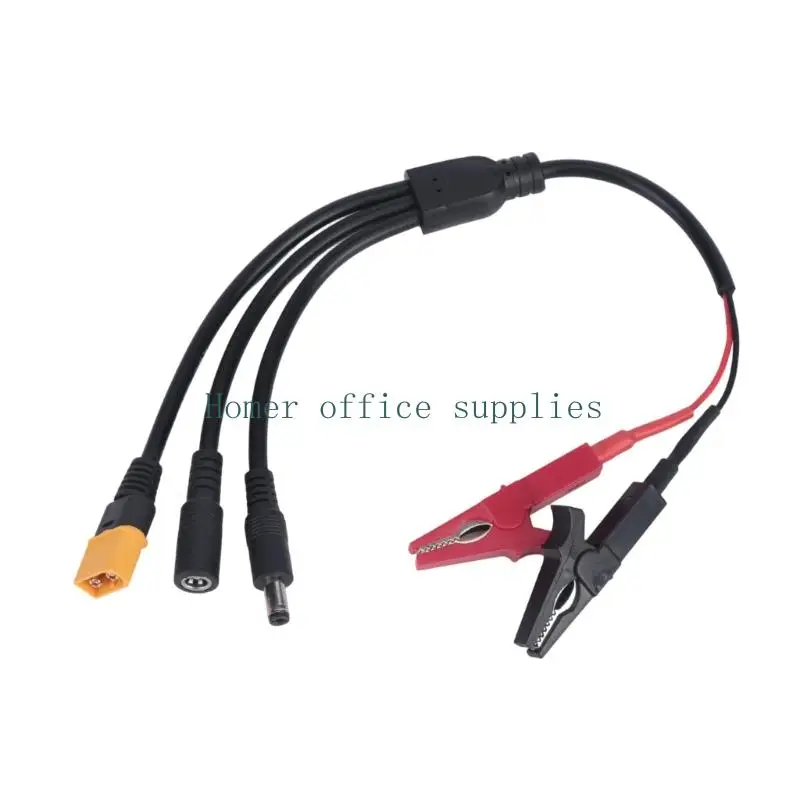 K43B 5 in 1 battery cable for charging hookup, with clip ends and cable pack
