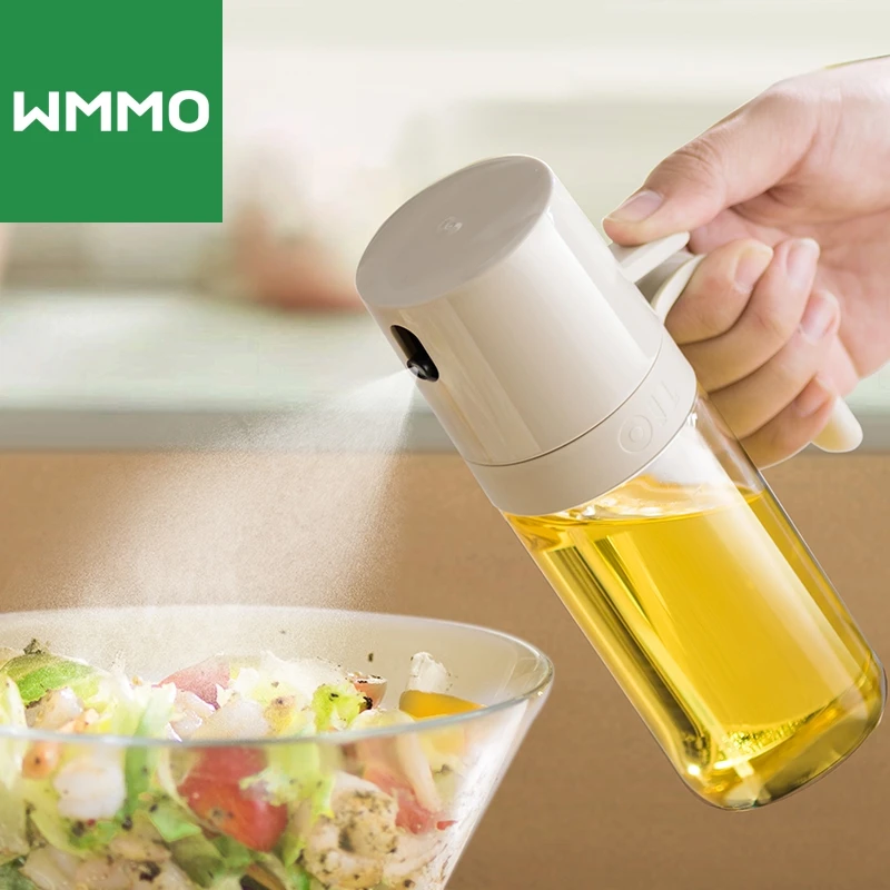 WMMO Push-type Oil Sprayer with Handle for Cooking Barbecue Kitchen Removable High-strength Glass Oil Storage Bottle