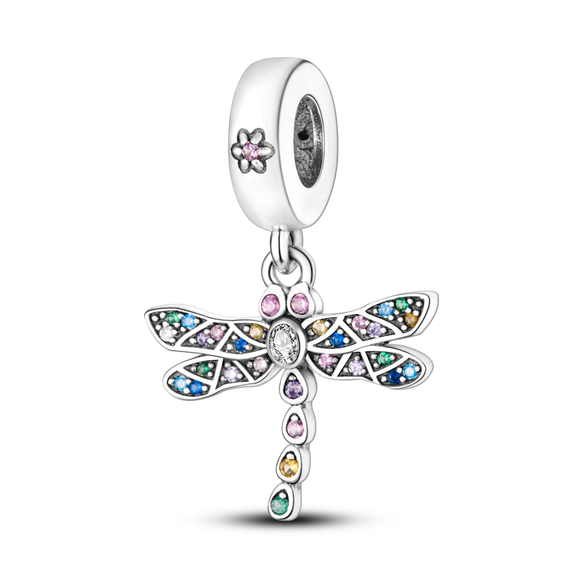 925 zilveren regenboogbloem Dragonfly Charms Dangle Charm Animal bead Fit originele armband sieraden DIY