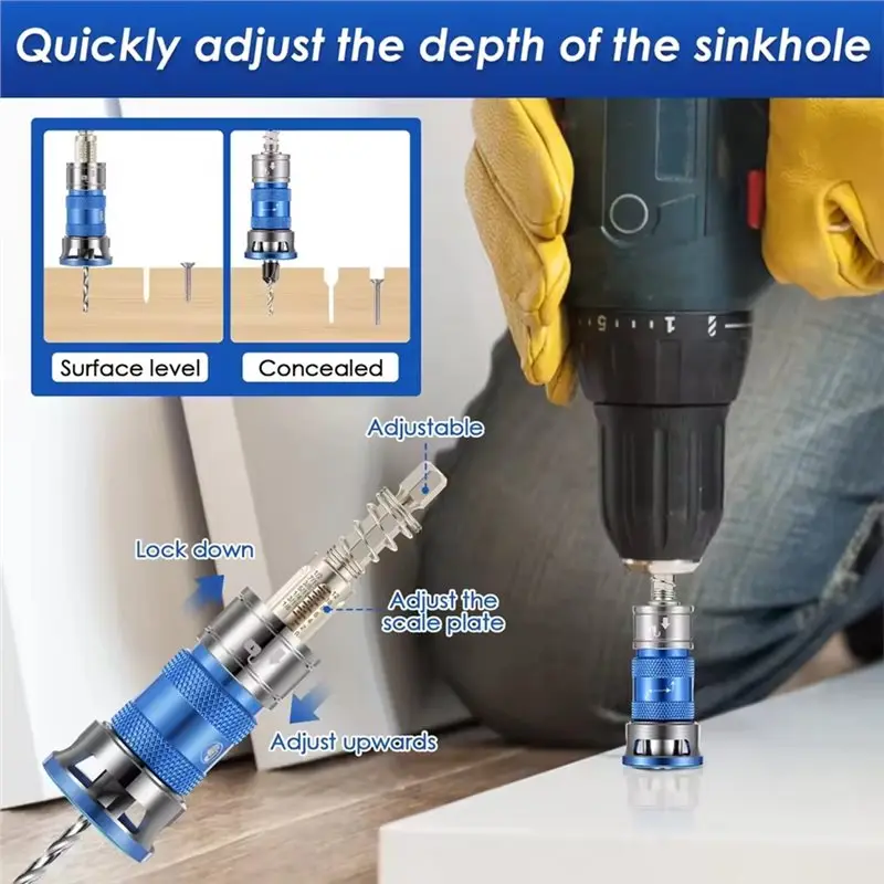 AT29-Countersink Drill Bit With Adjustable Stop-4 Flute 1/4