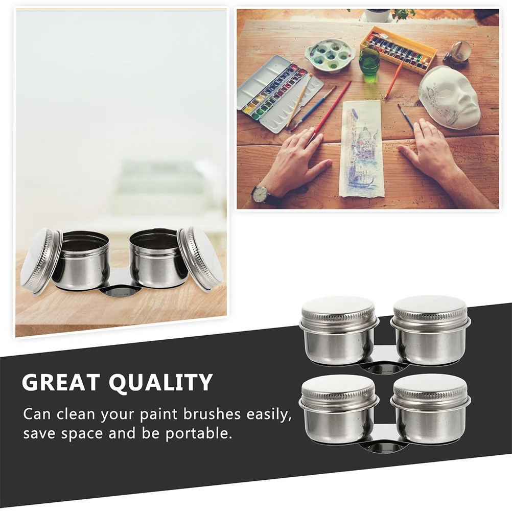 2 قطعة لوحة اللوحة الزيتية كوب 50 مللي وعاء الغسيل مع غطاء لحاوية تخزين المذيبات الطلاء خلط أداة الفنان فرشاة غسالة القلم #4