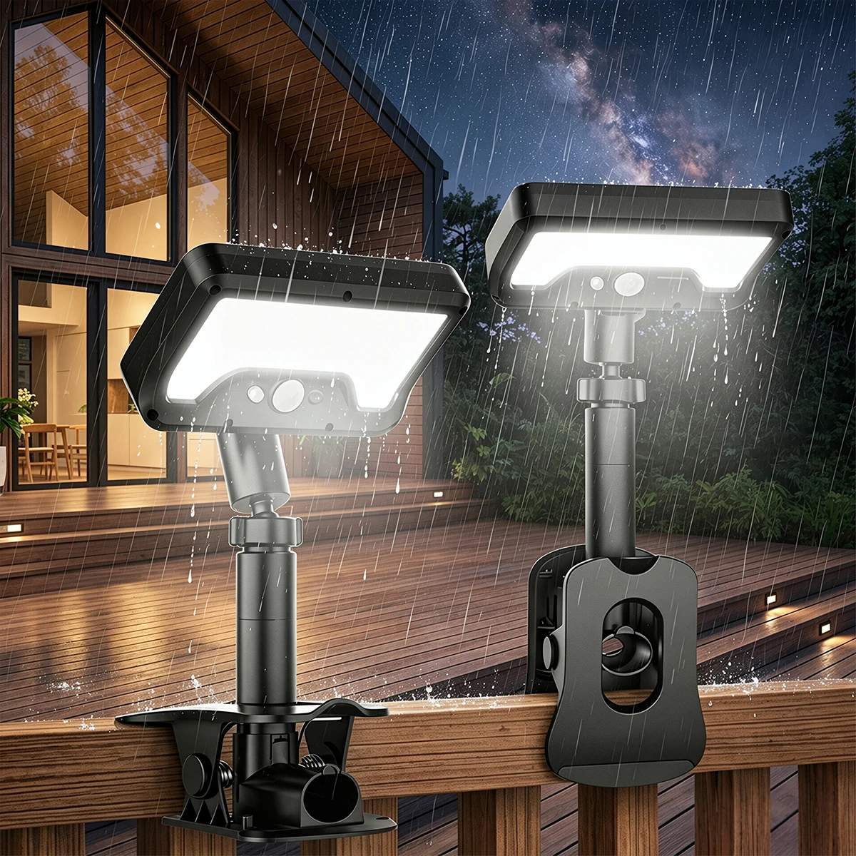 

Solar Motion Sensor 92 LEDs Light 360° Rotatable 4 Lighting Modes Outdoor Weatherproof Security Lights 2 installation methods