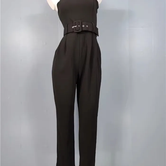 

High Waist Wide Leg Jumpsuit Slimming Bla Strapl Commute Sle Faionable Women's One-Piece Suit High Faion Trend