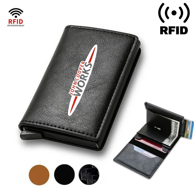 Rfid Credit Card Holder Men Wallets Bank Cardholder Leather Wallets For MINI One Cooper WORKS JCW Countryman car accessories