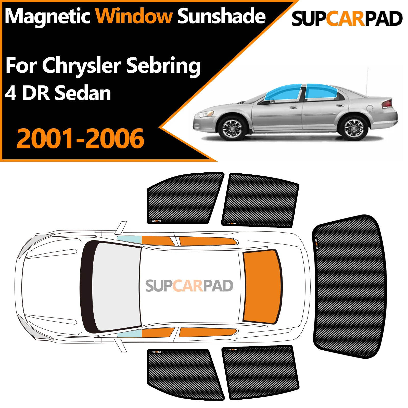 

Солнцезащитный козырек на окно автомобиля на заказ для Chrysler Sebring 4 DR Sedan 2001-2006, магнитная занавеска, сетчатая передняя занавеска на лобовое стекло
