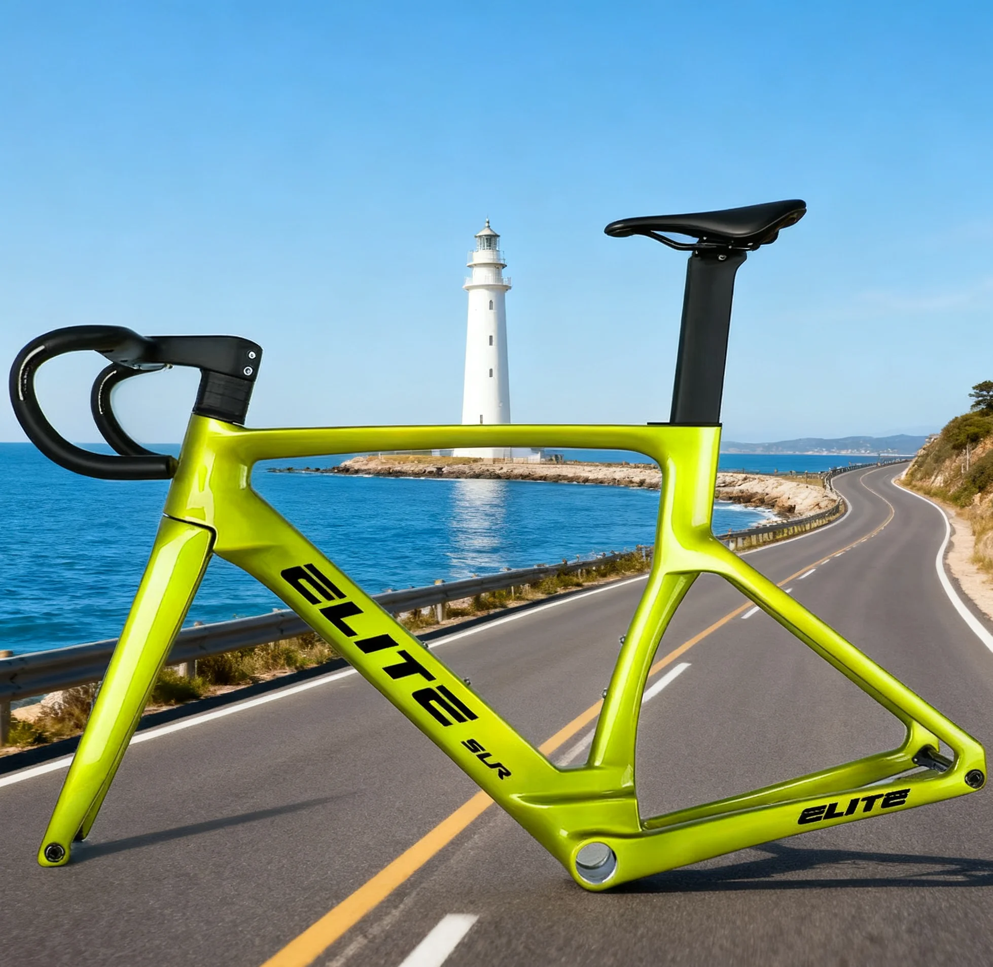 

T47 ELITE T1000 Верхняя карбоновая рама шоссейного велосипеда с плоским креплением 140 мм/160 мм Дисковый тормоз Рамка шоссейного велосипеда Руль 700*32C Легкий вес