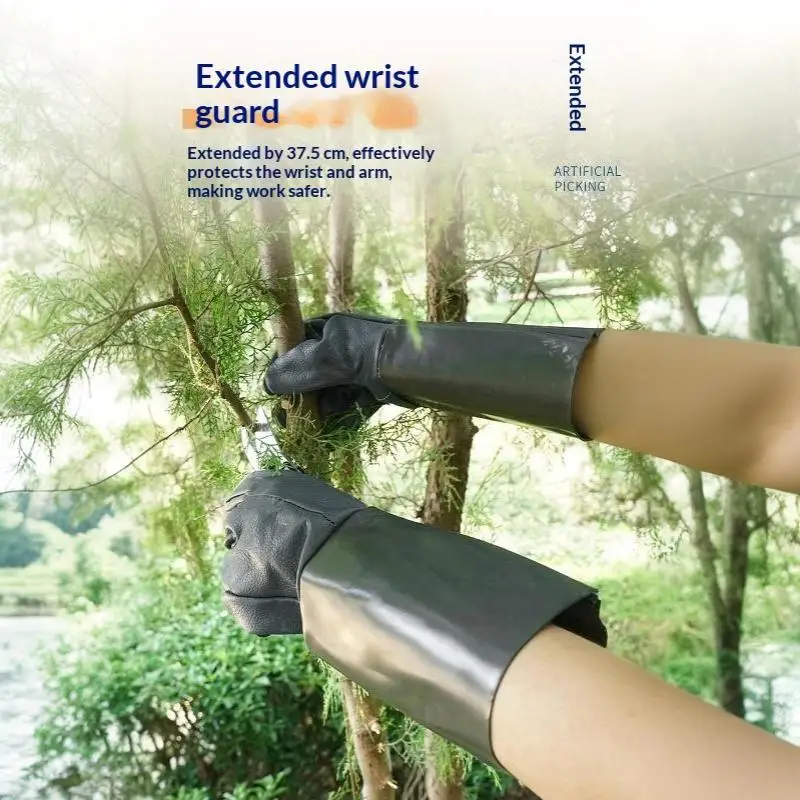 Gartenhandschuhe aus Rindsleder, durchstichfest, dornenresistent, ideal zum Kastanienpflücken und zur Obsternte. – Detail 7