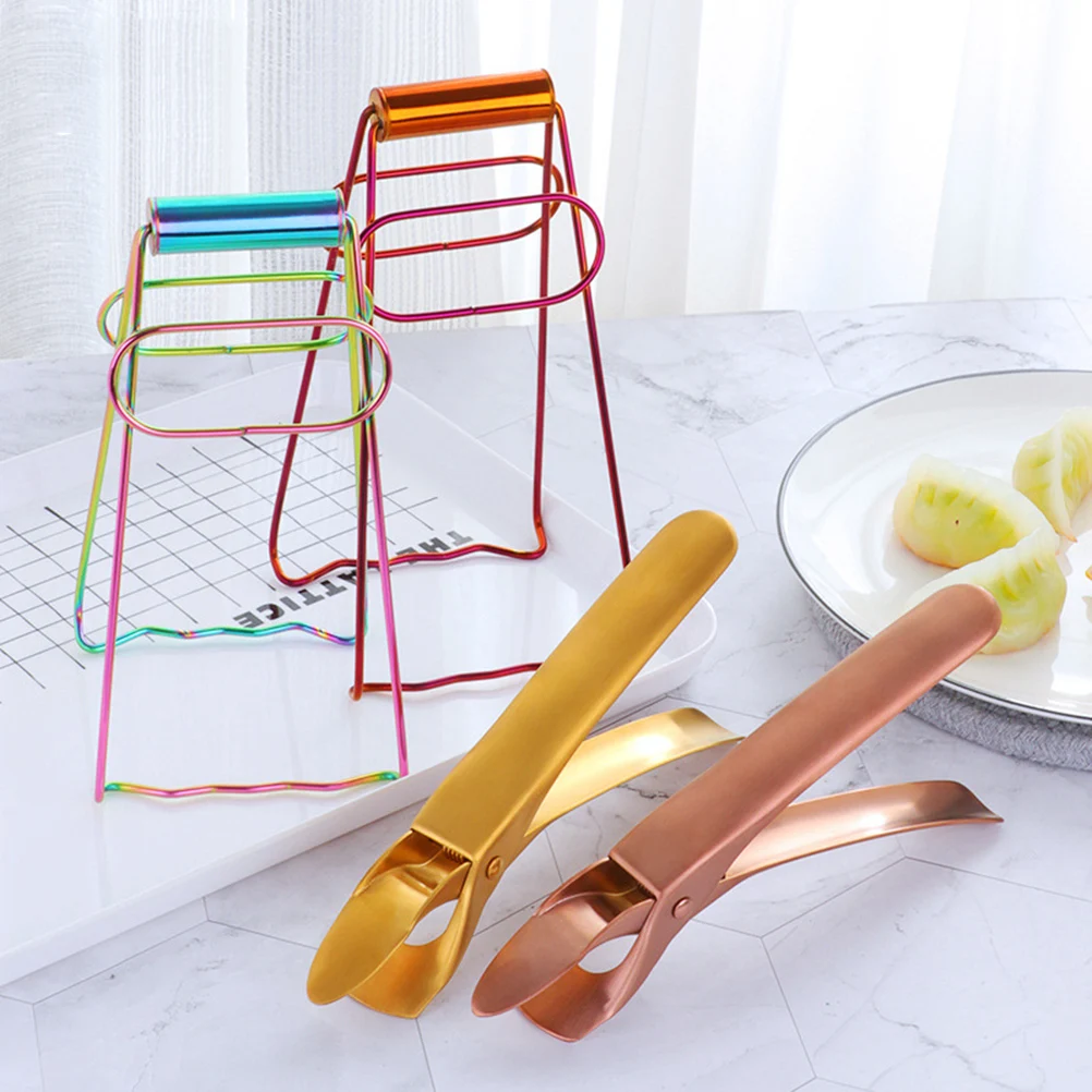 

Rose Gold Anti-Scalding Dish Gripper Stainless Steel Bowl Clamp Heat Insulation Plate Holder Spring Design Kitchen Tool