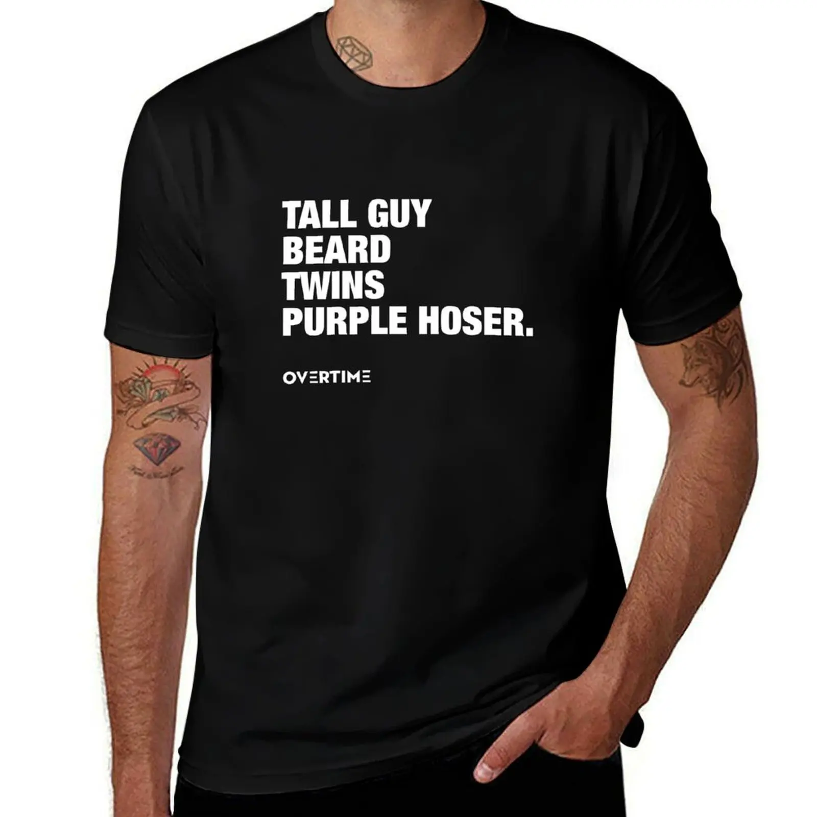 Dud. Perfect - Tall Guy, Beard, Twins, Purple Hoser (White - Purple) - Useless Madala T-Shirt