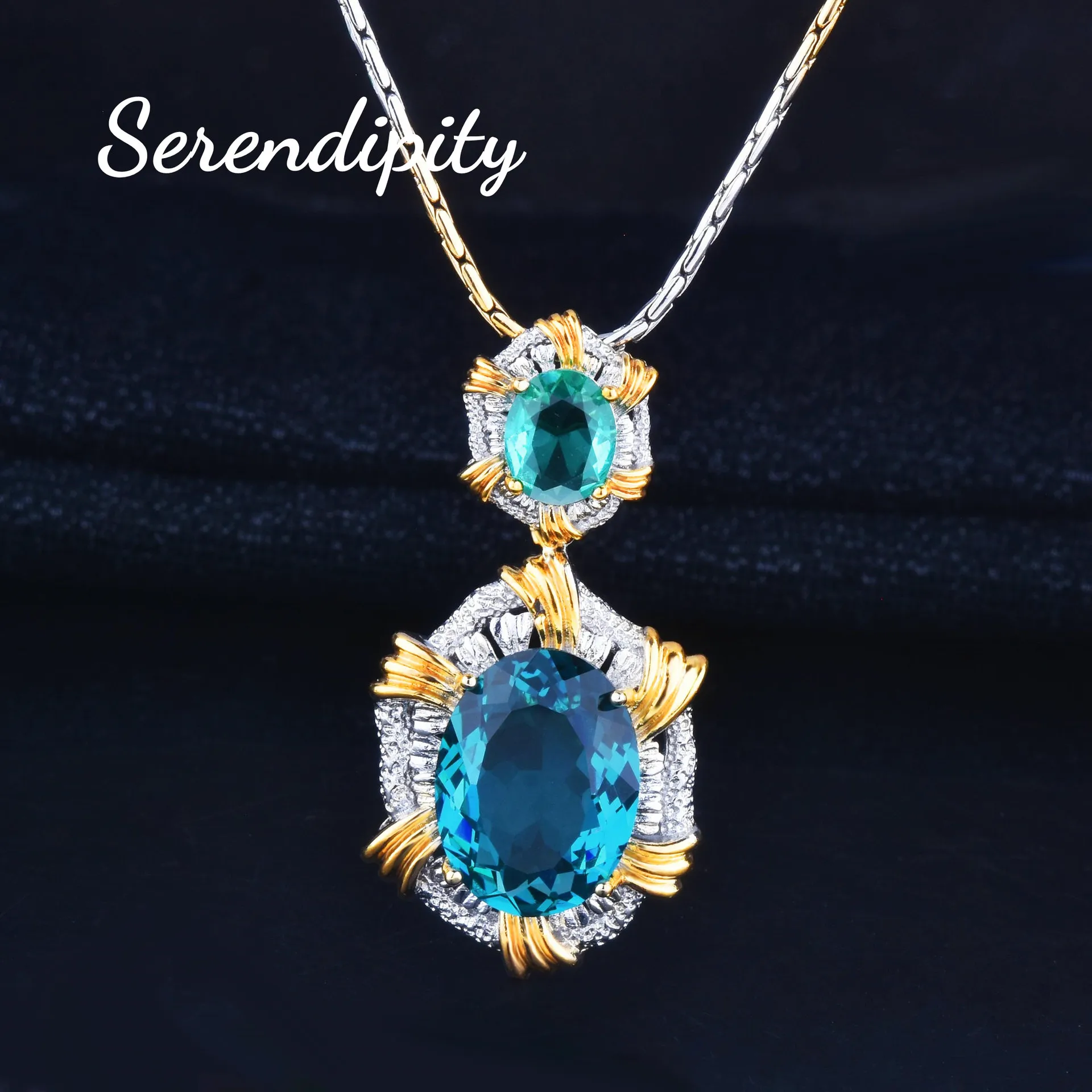 Foydjew Retro Simulation Color Gemstone Jewelry Sets Inlaid Paraiba/Green/Blue Pendant Necklaces Earrings Bracelets Rings Set