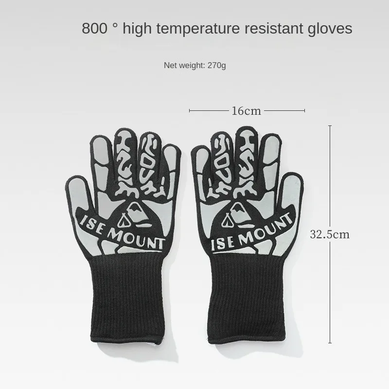 ISE MOUNT Outdoor 800 degree high temperature resistant gloves, heat insulation and anti-scalding gloves,